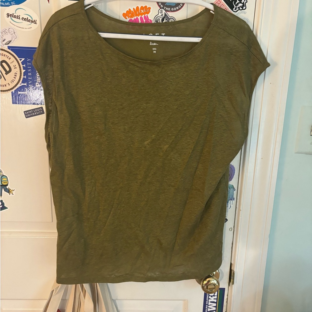 Loft linen tee olive green
